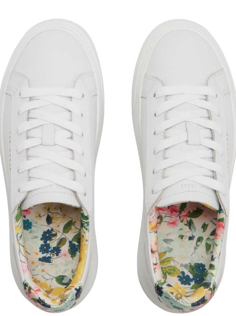 Ted Baker Women's White Leather Sneakers with Floral Lining